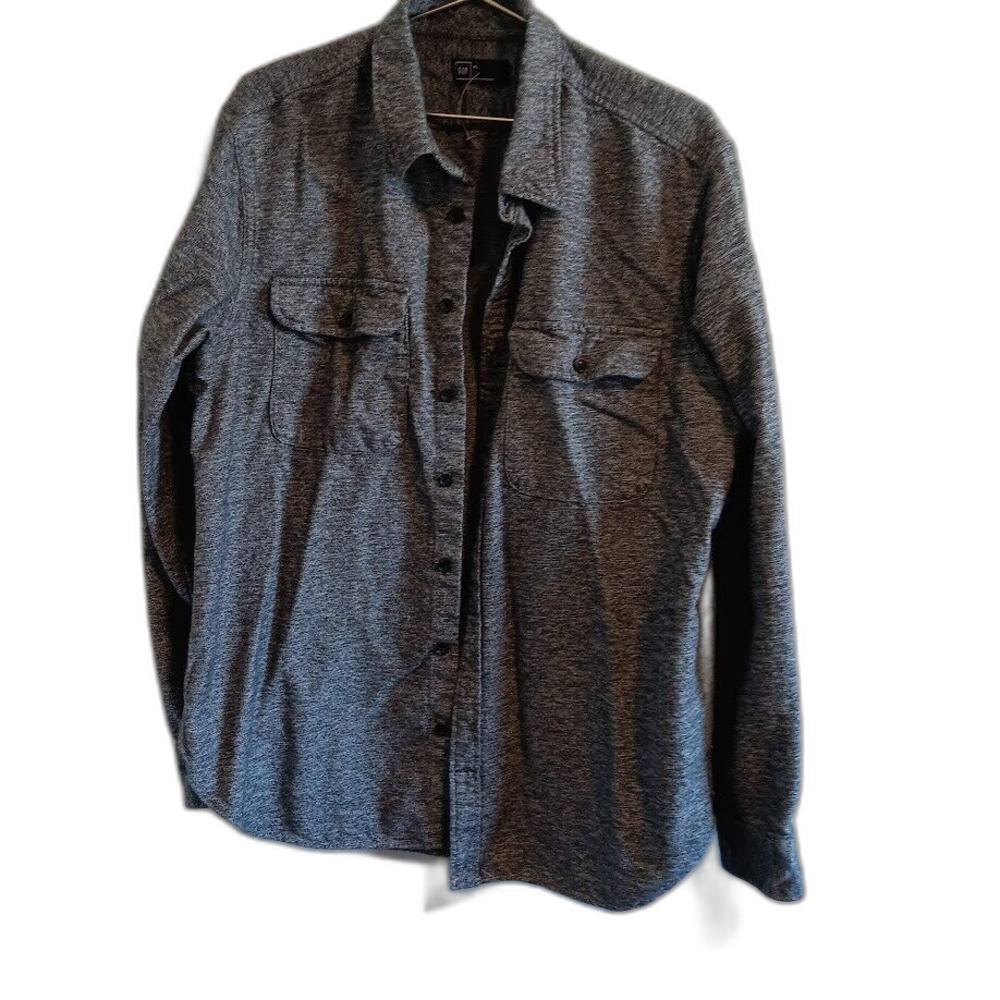 GAP Button Up Shirt Mens XL Heather Gray Long Sleeve Business Casual